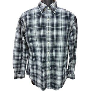Ralph Lauren Mens Black Plaid Button-Down Long-Sleeve Flannel Shirt Medium